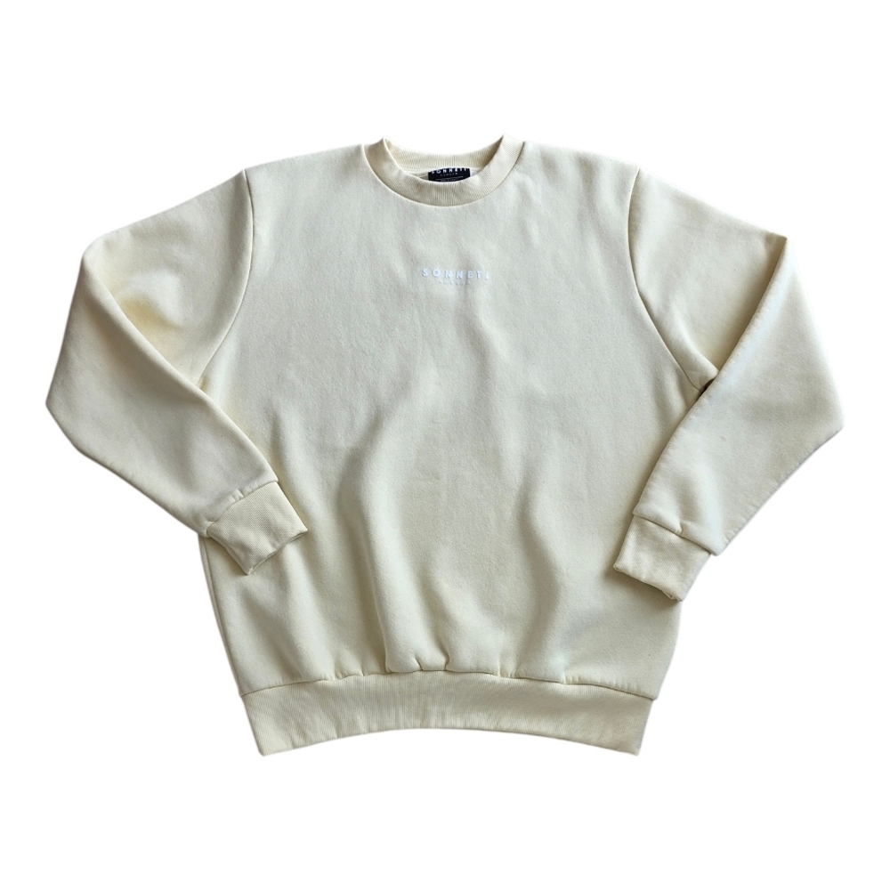 Sonneti London Cream Crewneck Logo Front Sweatshirt Sweater L